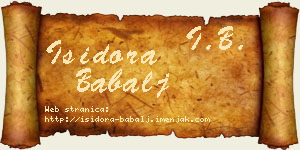 Isidora Babalj vizit kartica